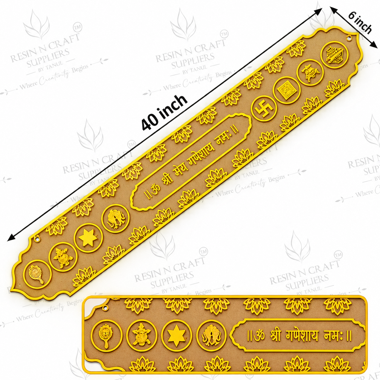 Ashtamangala Toran 40 x 6 Inch | Premium MDF & Acrylic Jain Toran | Pooja, Temple & Door Decoration – RBT002D