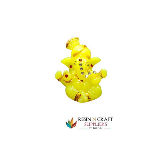 Miniature (Yellow Green) Ganesha Idol with Rhinestones