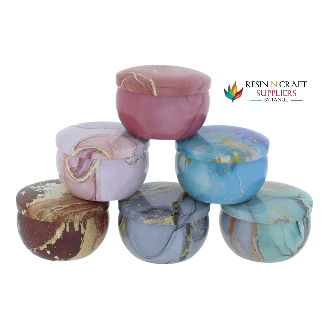 4 Pcs Marble Pattem Candle Display Jar / Tin Jars Small