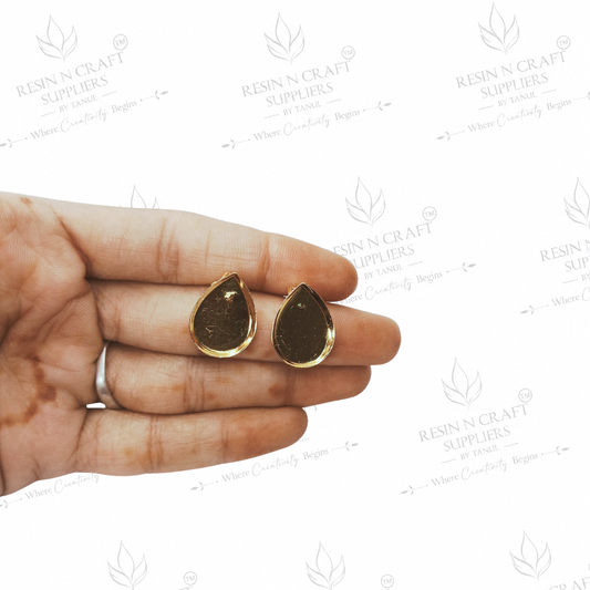 Gold Plated Teardrop Stud Earrings Base | 1.8 cm