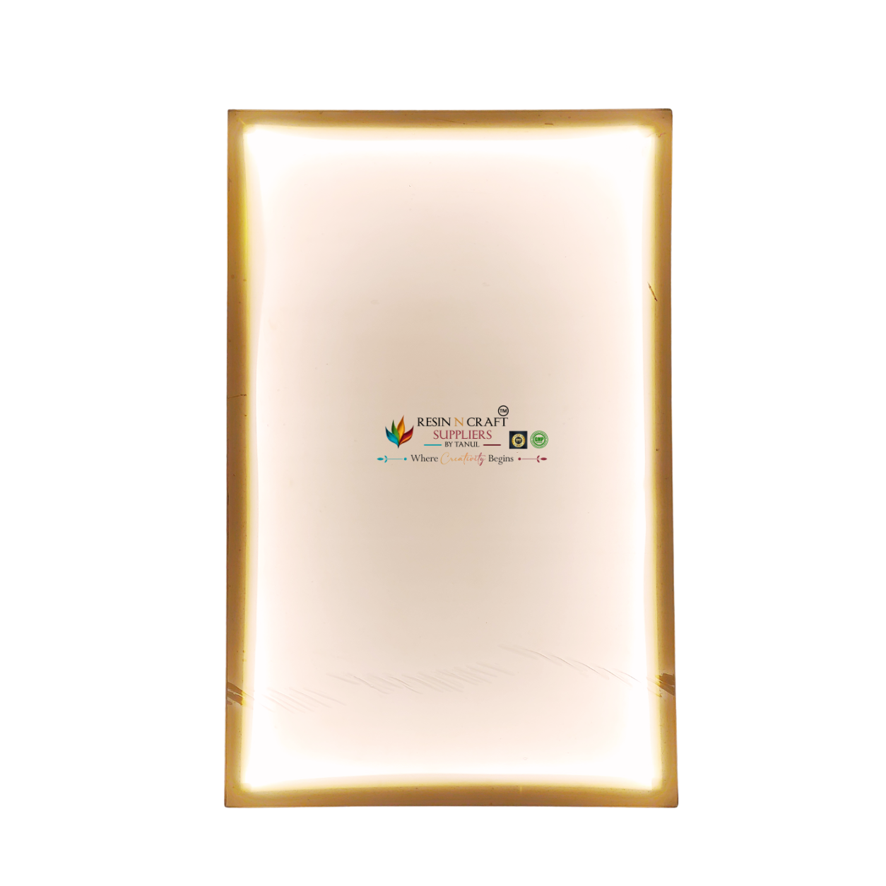 16" x 24" White Teakwood Frame with acrylic cover and mdf base