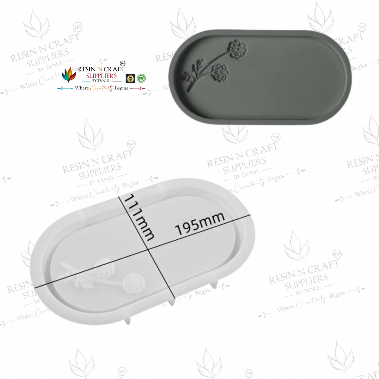 Rose Carved Oval Serving Tray Silicone Mould | Rose Design Resin Tray Making Mould (RSM1328M)