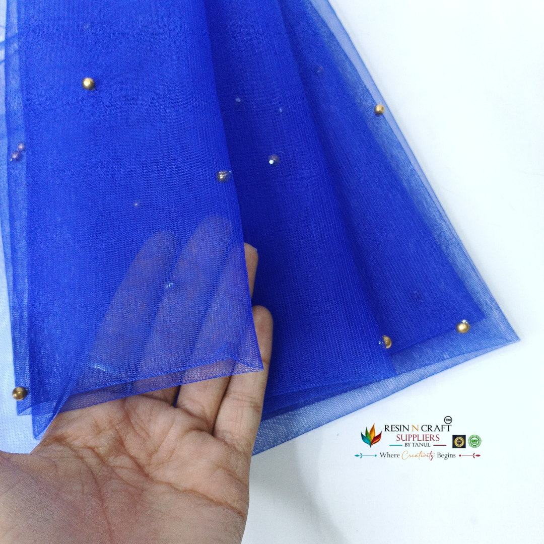 Royal Blue Premium Pearl Decorative Net Fabric Roll 5 Meter (PN-03)