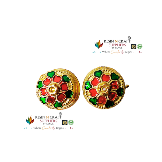 Round Big Katori / Kumkum Vati / Kum Kum Bowl / Decorative Bowl with Cap (Design 2)