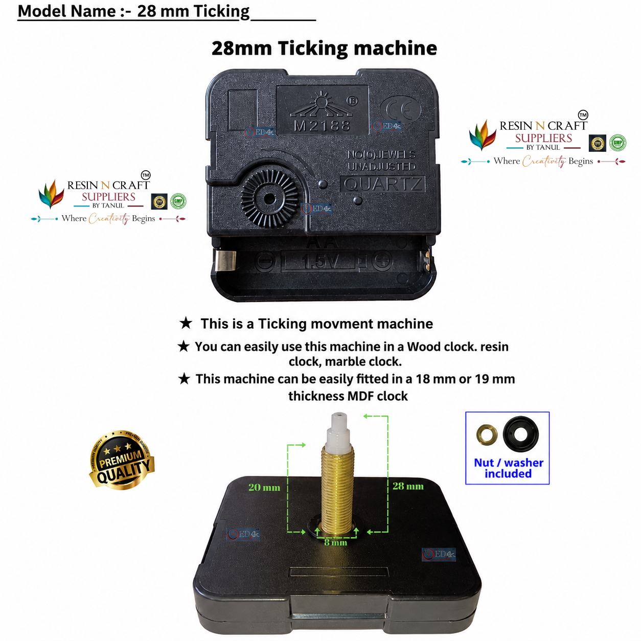 Clock Machine With Screws (12 - 28 MM) STEP / SWEEP