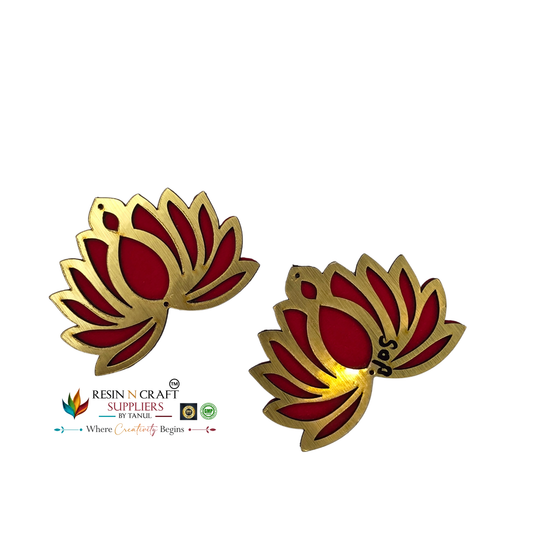 04" Lotus MDF Acrylic Cutout (Red) pair of 2 pcs