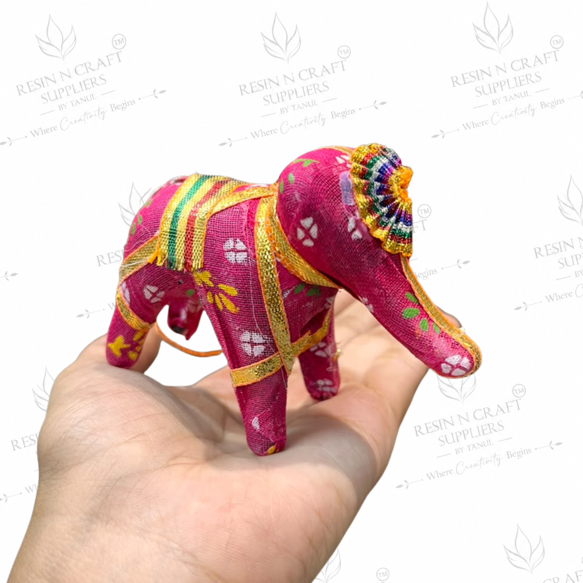 Decorative Fabric Elephant MDF Cutout – 4×3 Inch | Elephant Latkan for Resin Art, Toran & Home Décor
