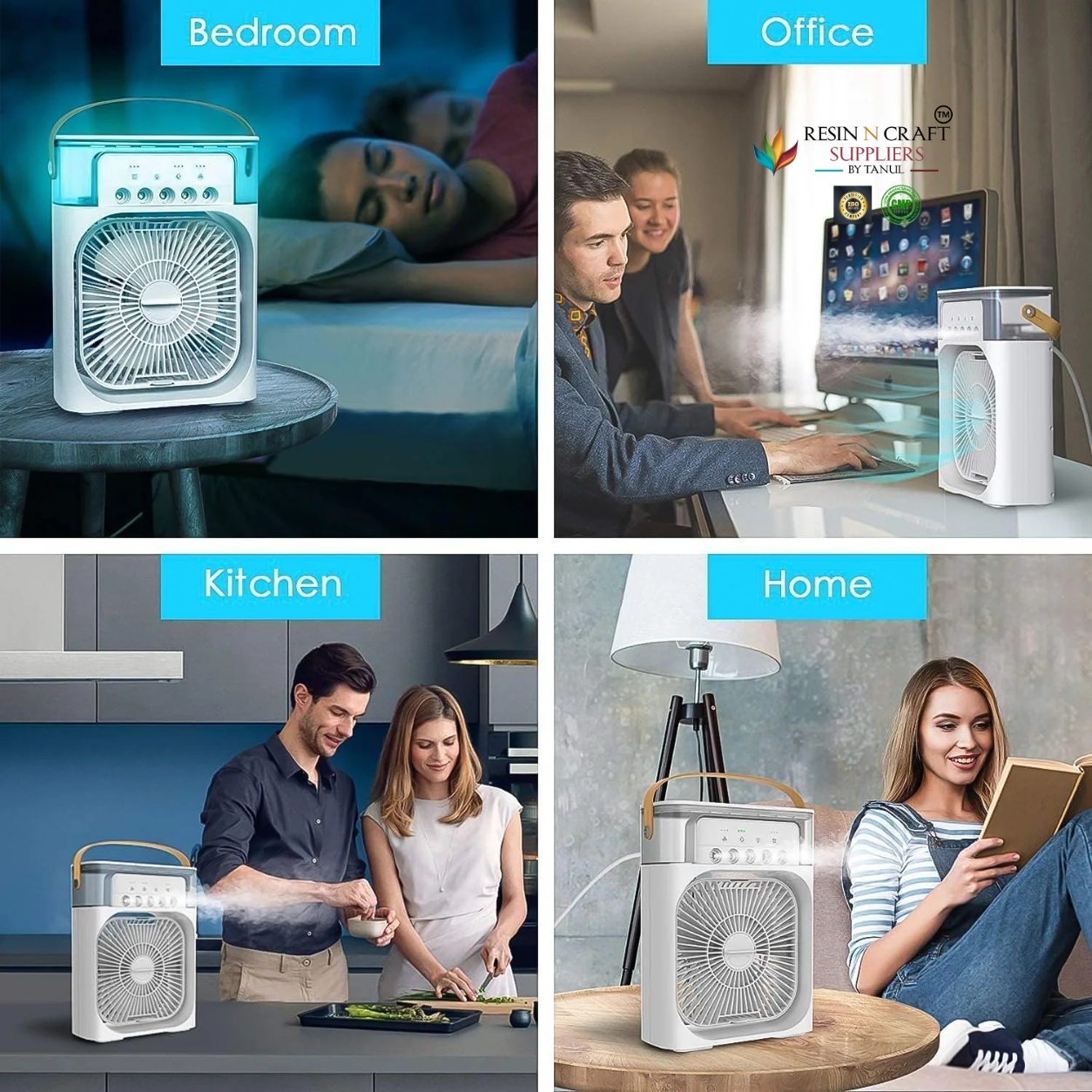 Portable air cooler fan with 7-color light – personal ac fan 8 INCH