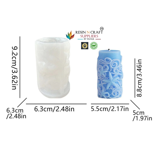 Ocean Wave & Starfish Cylindrical Candle Handmade Mould (RHM0200M)