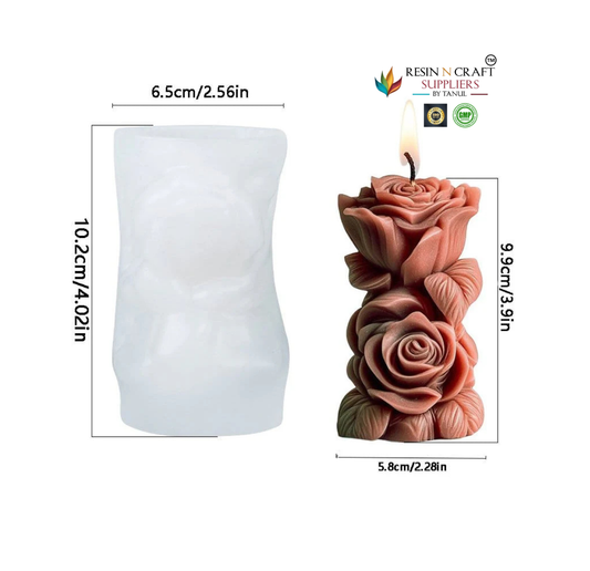 3D Rose Pillar Candle Handmade Mould (RHM0245)