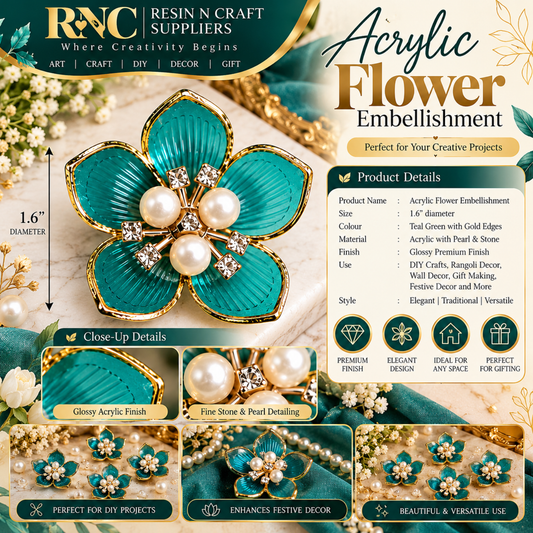 Acrylic Flower Embellishment – Premium Decorative Craft Accessory / Colourful Plastic Flower