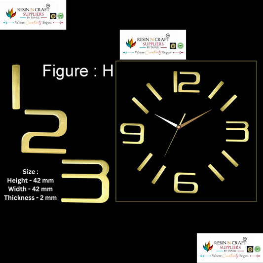 Modern Minimal Clock Numbers – Figure H (Gold Finish)