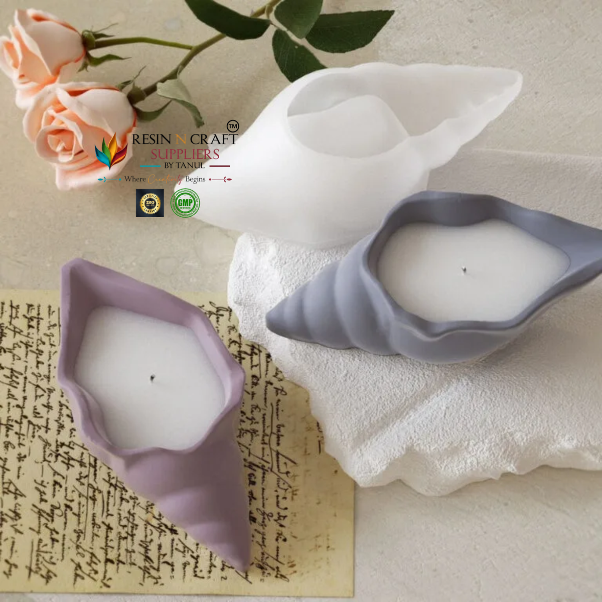 Sankh Shell Leaf Silicone Candle Mould | Decorative Wax Candle Making Mould | RRM0080M
