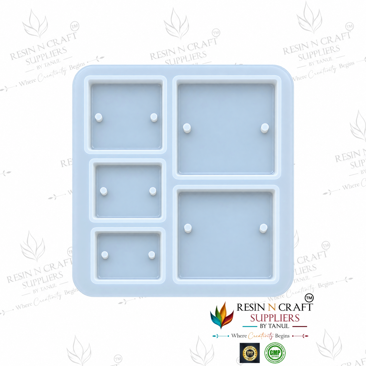 5-in-1 Square Rakhi Making Silicone Mould | Multi-Size Resin Rakhi & DIY Craft Mould