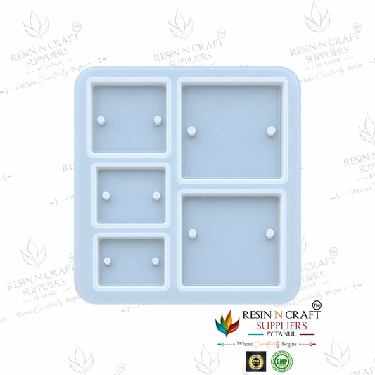 5-in-1 Square Rakhi Making Silicone Mould | Multi-Size Resin Rakhi & DIY Craft Mould
