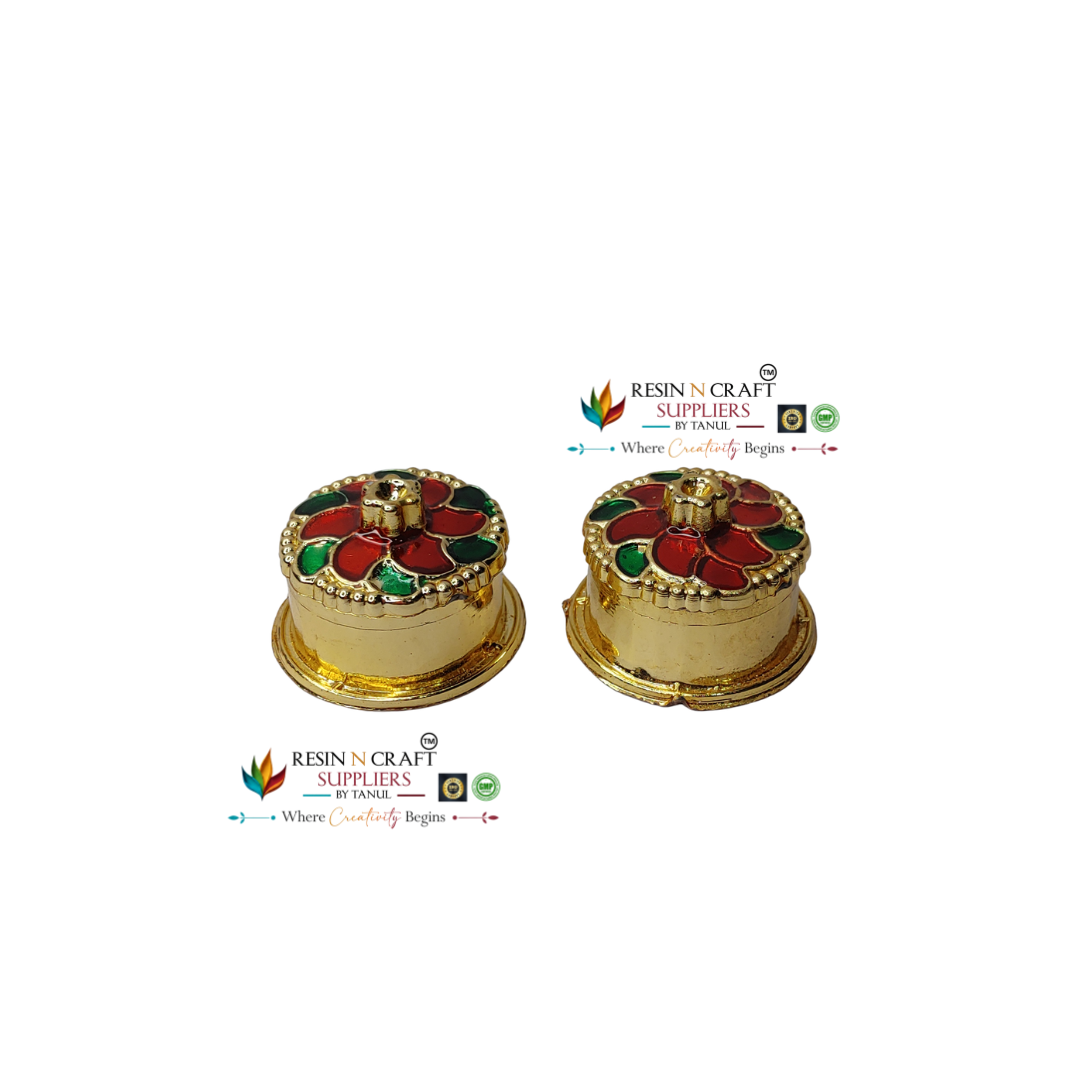 Round Big Katori / Kumkum Vati / Kum Kum Bowl / Decorative Bowl with Cap (Design 7)