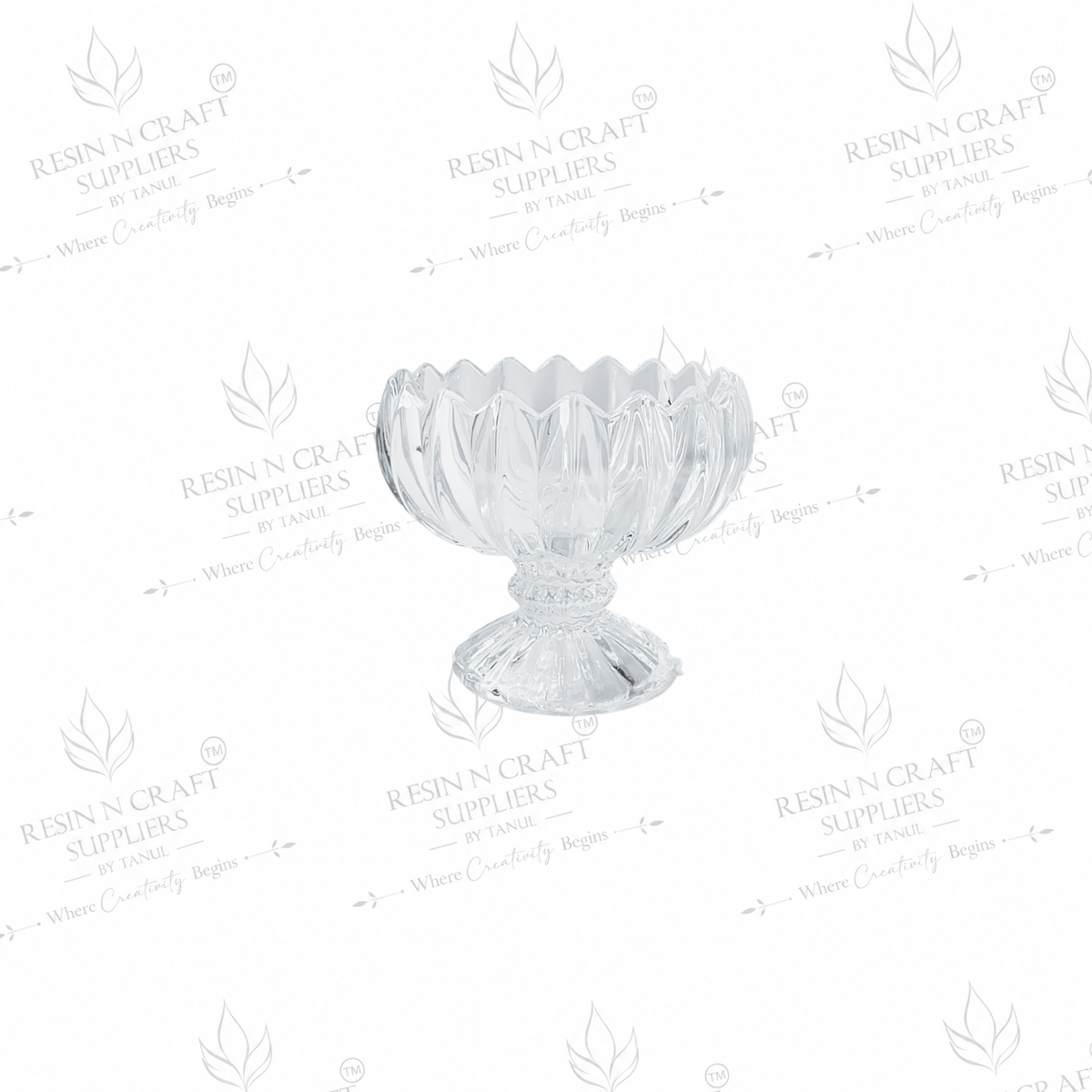 Premium Lotus Petal Glass Candle Bowl with Footed Base | Dessert, Smoothie & Wine Candle Container | Resin Art & Hamper Décor