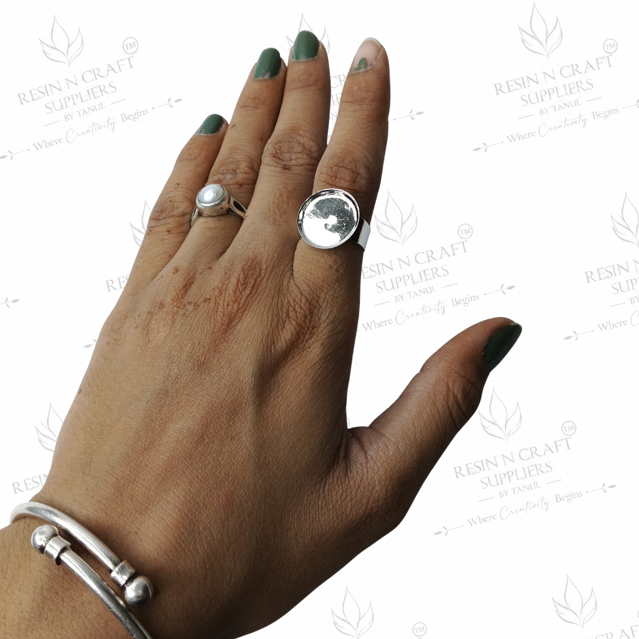 Silver Plated Round Adjustable Ring Base | 1.8 cm
