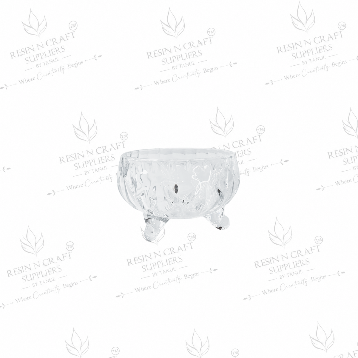 Premium Ripple Glass Candle Bowl with 3 Legs | Dessert, Smoothie & Wine Candle Container | Resin Art & Hamper Décor