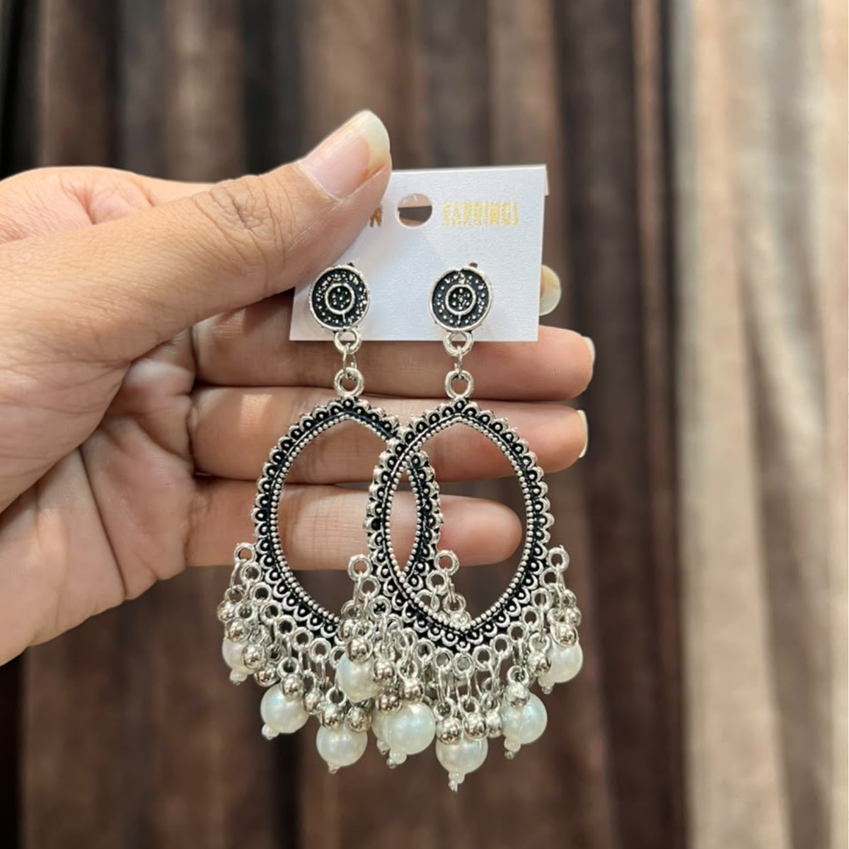 Silver Earring Bezel / Jumkha With Beads