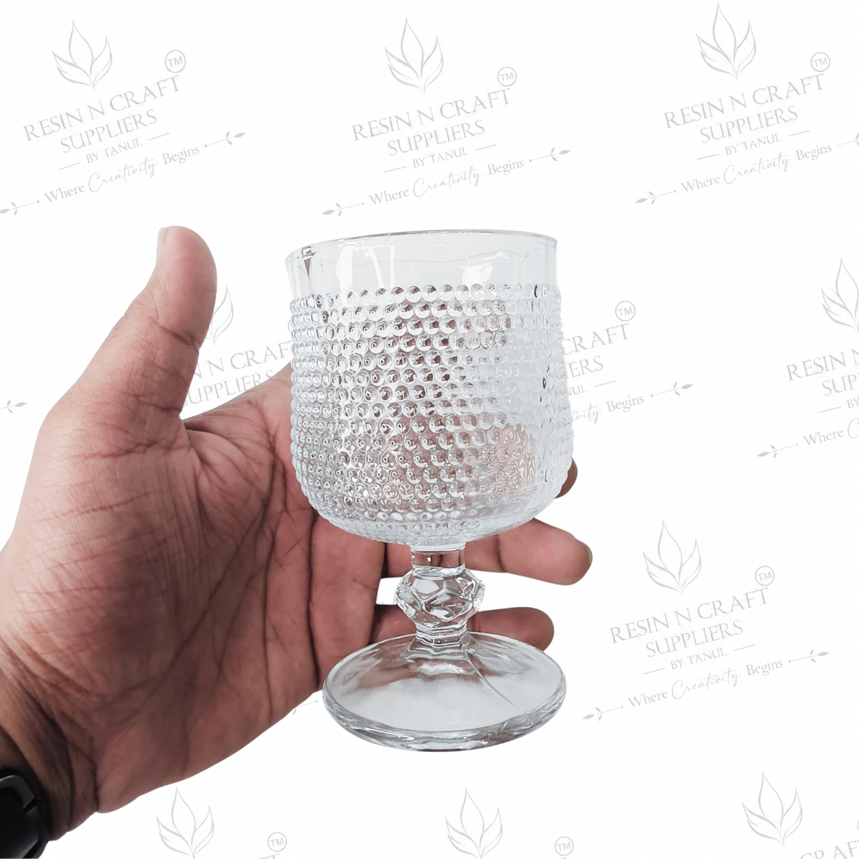 Beaded Pedestal Glass Candle Jar | Wine Glass Style Candle Container for Candle Making, Hampers & Resin Art