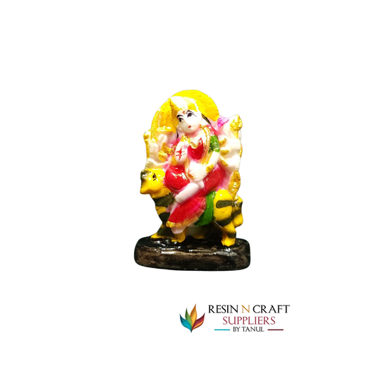 Miniature Goddess Durga Riding Lion Idol