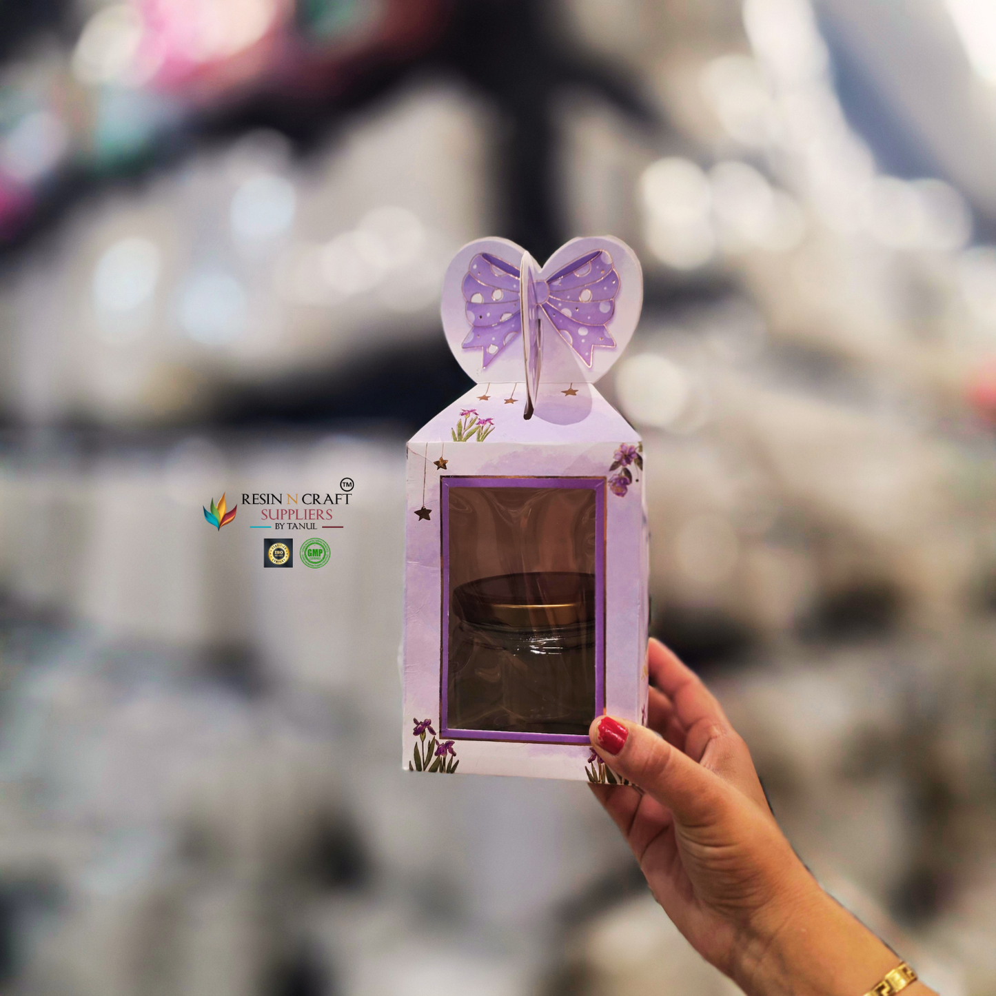 Premium Butterfly Window Card Paper Gift Hamper Box with Handle