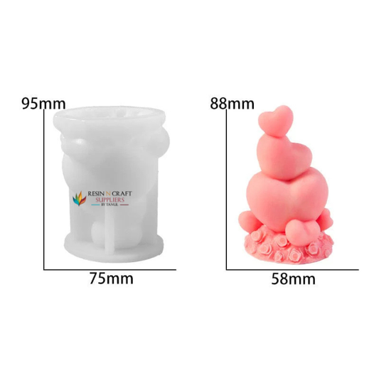 3D Multi Heart Candle Handmade Mould
