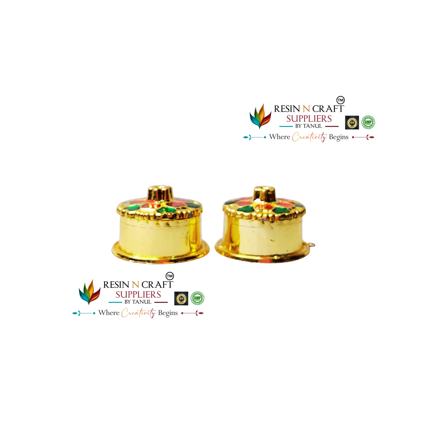 Round Big Katori / Kumkum Vati / Kum Kum Bowl / Decorative Bowl with Cap (Design 2)