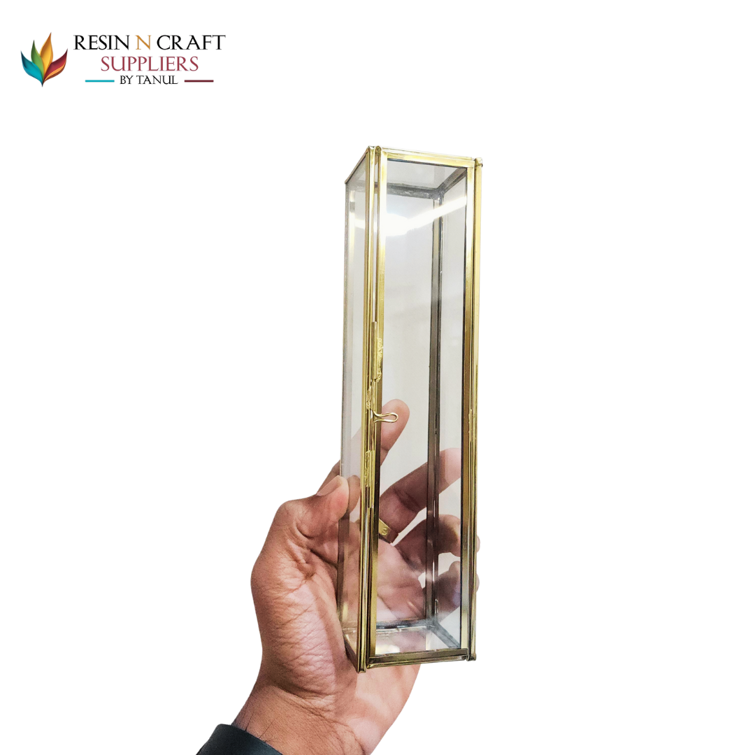 Vintage Glass Card Box – Gold Metal Frame | Premium Display Case
