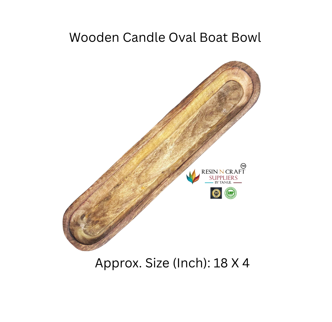 Wooden Candle Oval Boat Bowl (18 x 4 Inch Approx.)