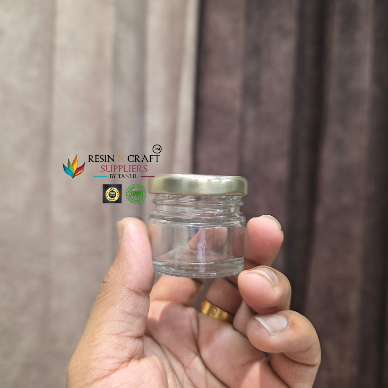 30 ML Clear Storage Candle / Hamper Glass Jar with Gold Lid – RJ02