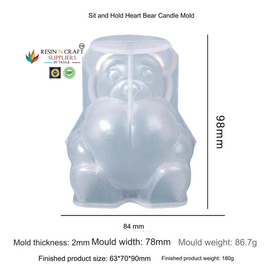 Sitting Bear With Heart Candle Mould (RSM0501)
