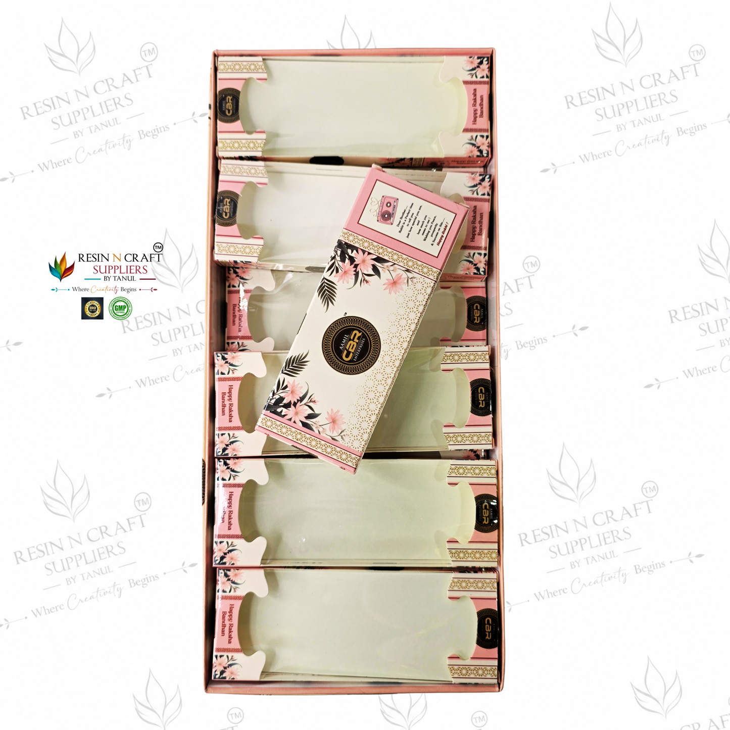 Rakhi / Bracelet Card Box Packing (RKB02) – 12 Box Set for Rakhi Packaging | 5.5 × 2 Inch