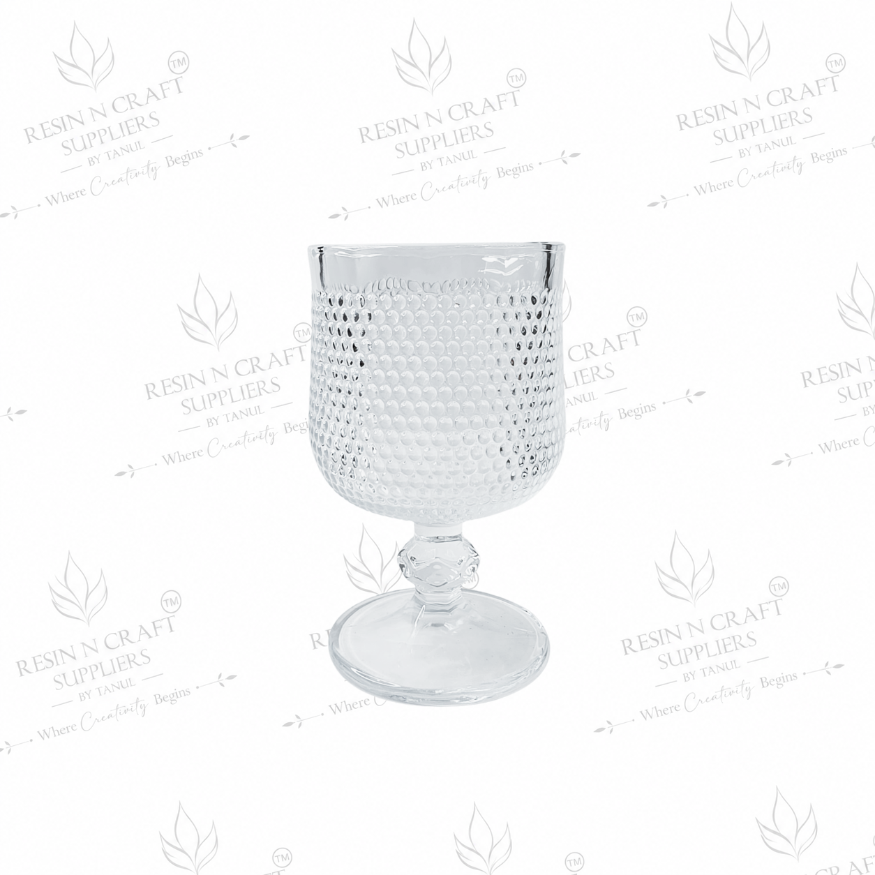 Beaded Pedestal Glass Candle Jar | Wine Glass Style Candle Container for Candle Making, Hampers & Resin Art