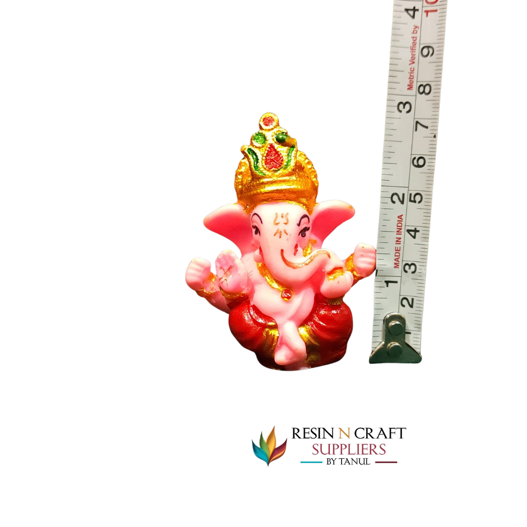 Miniature Pink Ganesha Idol with Ornate Crown
