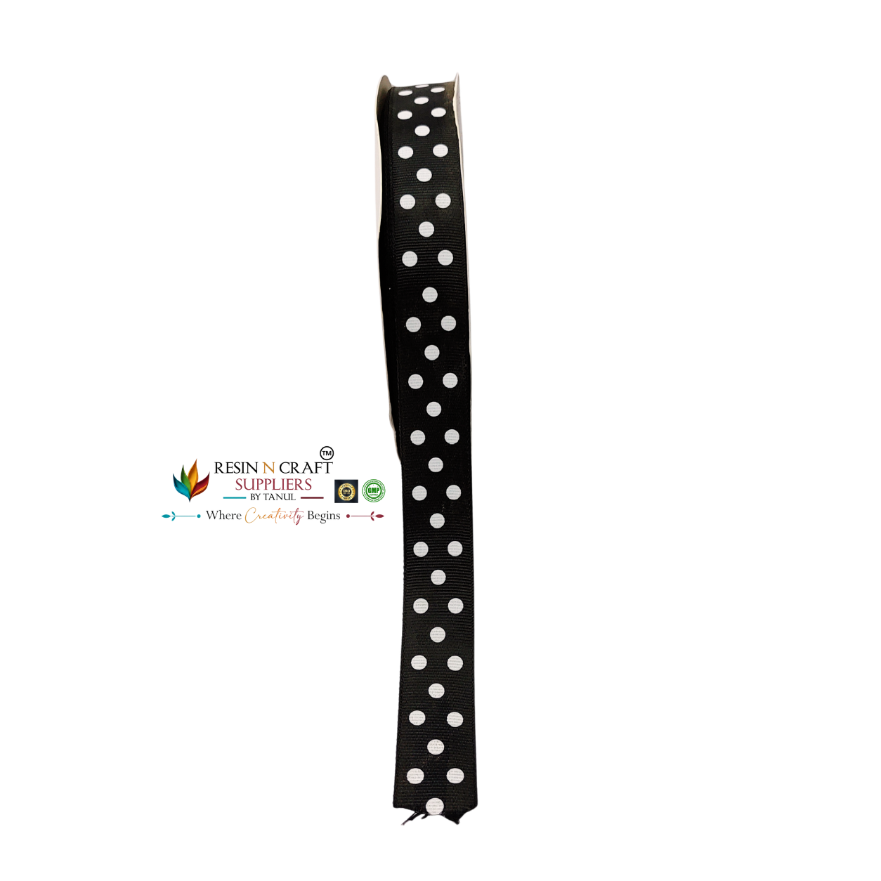 Black Polka Dot Grosgrain Ribbon Roll – 90 Meter (3 CM Width)