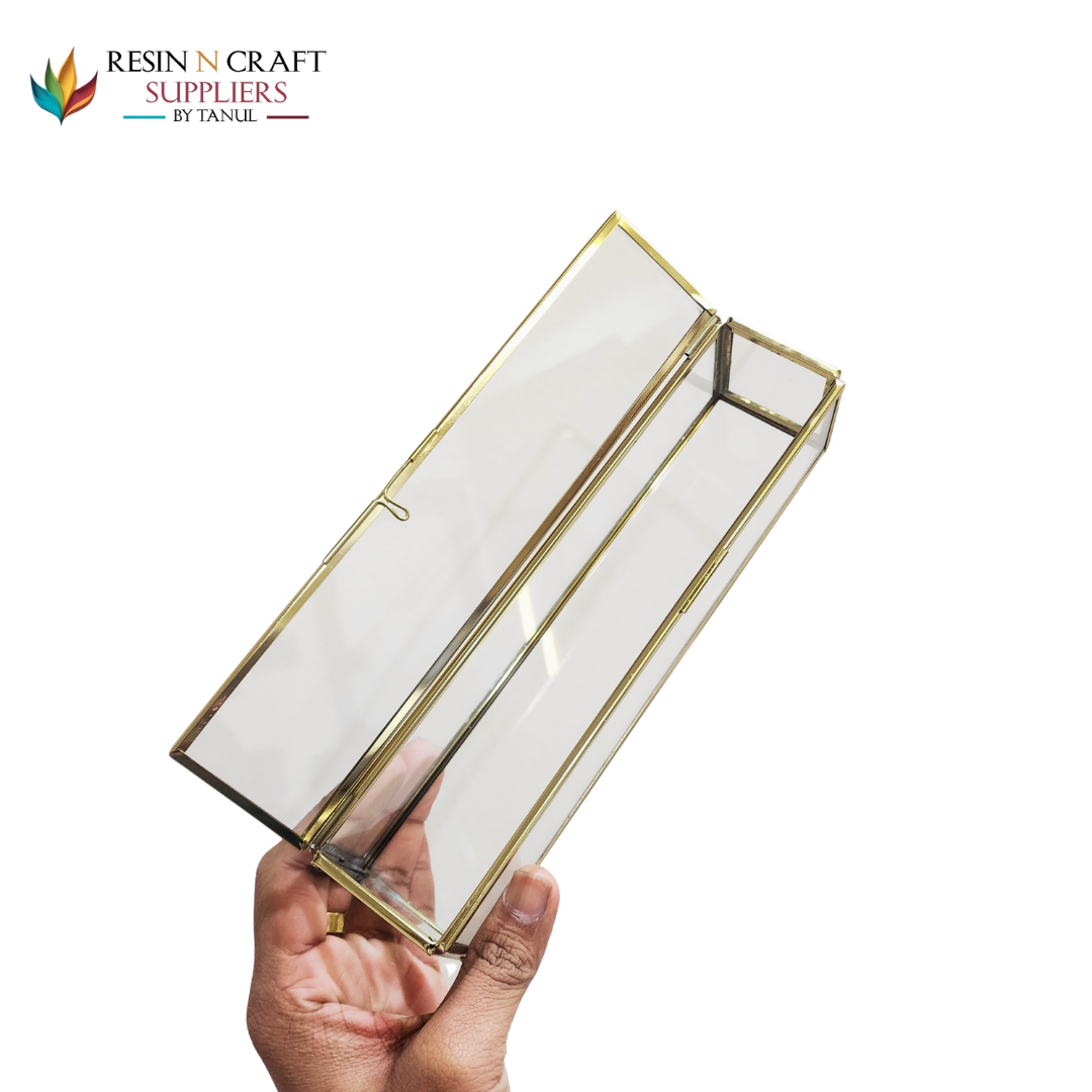 Vintage Glass Card Box – Gold Metal Frame | Premium Display Case
