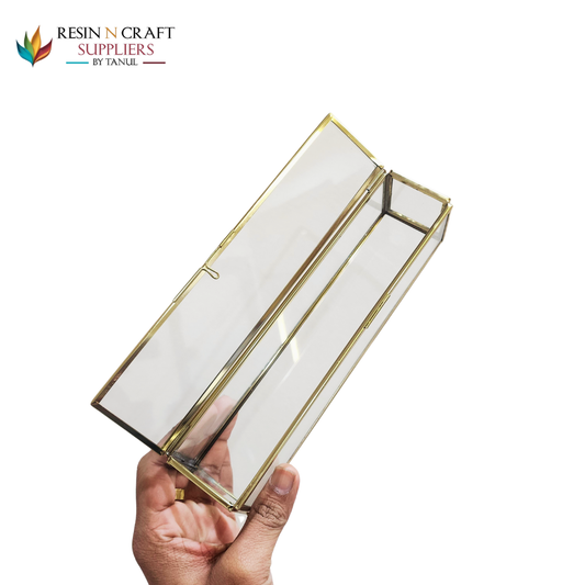 Vintage Glass Card Box – Gold Metal Frame | Premium Display Case