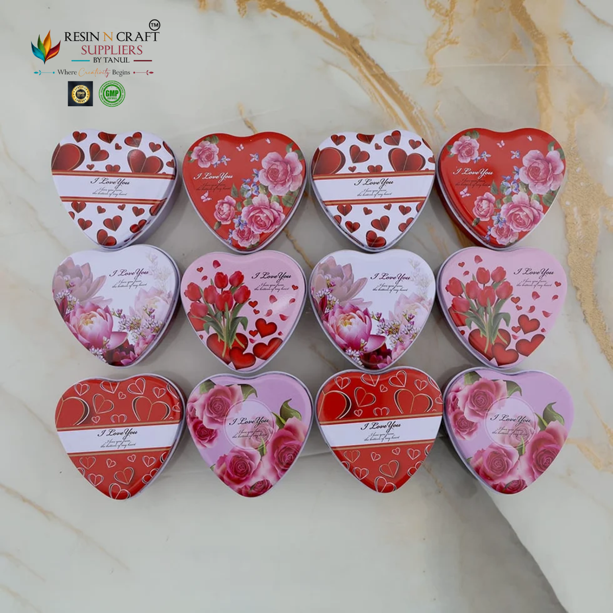 Heart Shape Love Message Tin Jar For Candle (RWX318T)