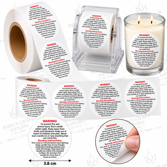 Candle Warning & Burning Instructions Sticker Roll – 500 Labels | Round (0013604000)