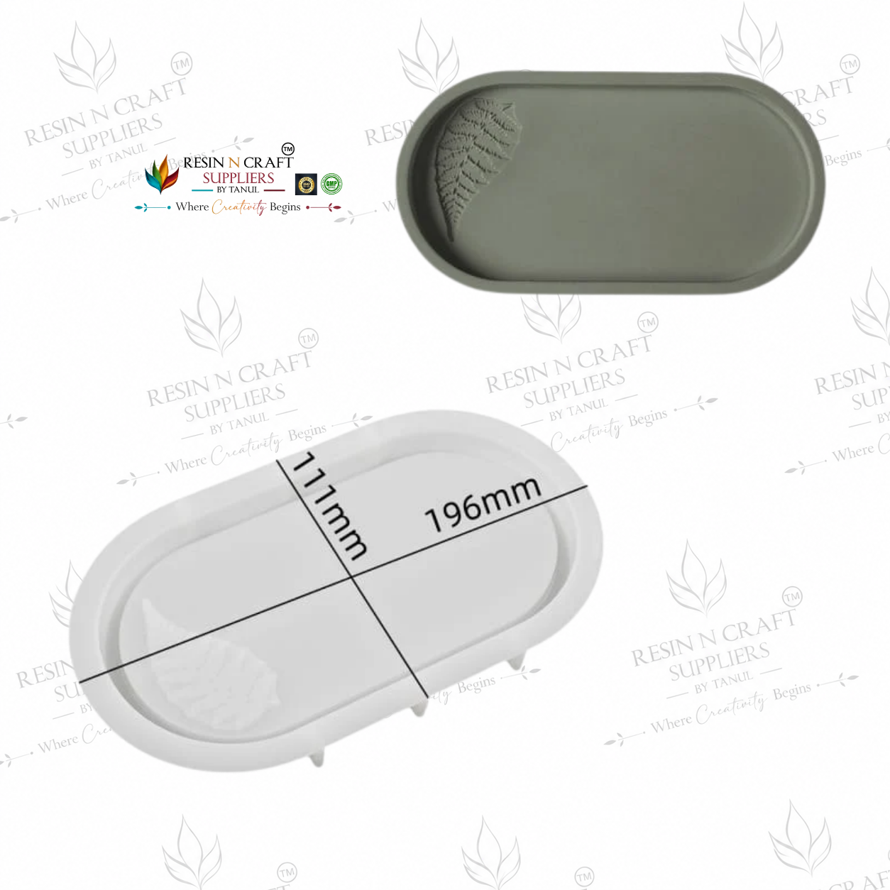 Leaf Carved Oval Serving Tray Silicone Mould | Botanical Leaf Design Resin Tray Mould
