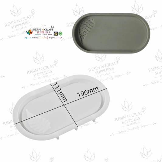 Leaf Carved Oval Serving Tray Silicone Mould | Botanical Leaf Design Resin Tray Mould