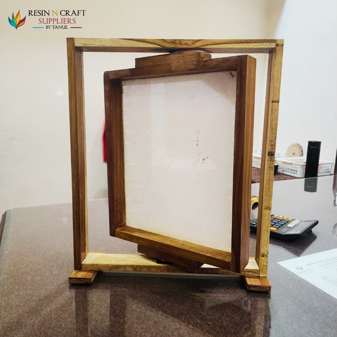 10" X 12" Revolving Acrylic Teakwood Frame (Metal Hinge for Revolving)