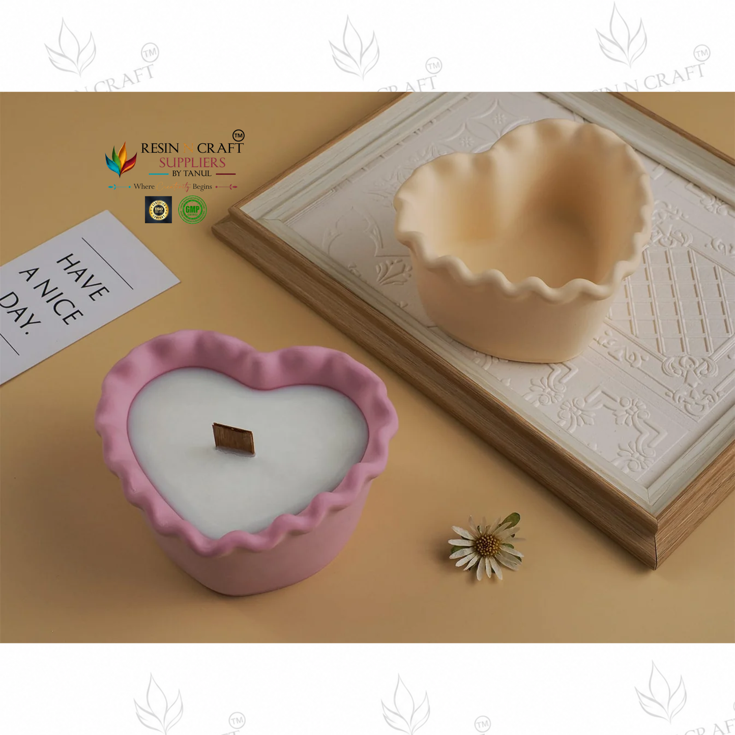 Love Wave Lace Candle Cup Silicon Mould (RSM1420M)