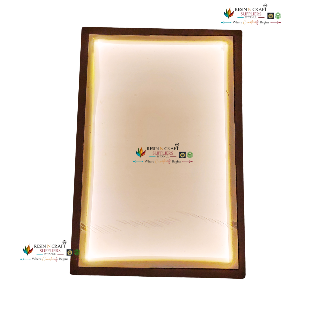 16" x 24" White Teakwood Frame with acrylic cover and mdf base