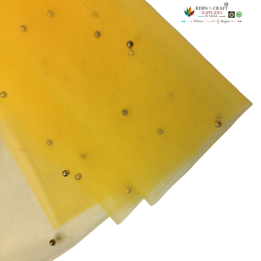Mustard Yellow Premium Pearl Decorative Net Fabric Roll – 5 Meter (PN-08)