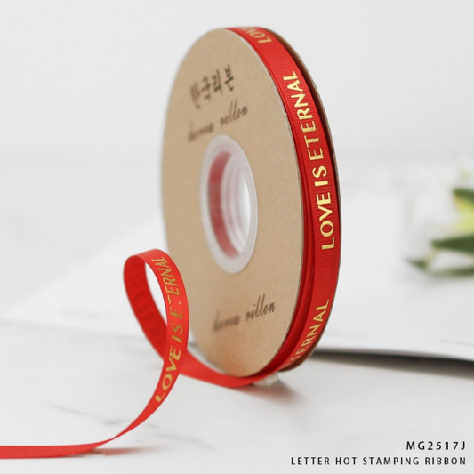 Red Love Is Eternal Golden Letter Hot Stamping Ribbon 2.5cm × 30m – MG2517J