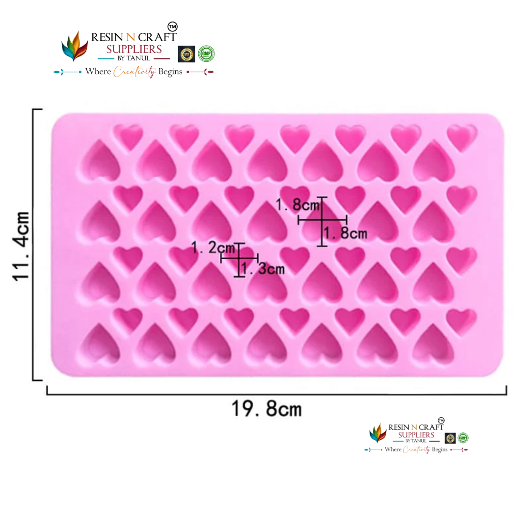 55 Multi-Cavity Mini Heart Chocolate & Candy Tray Silicone Mould for DIY Concrete Art, Resin Crafts, Soap Making & Cake Making (RSM1445M)
