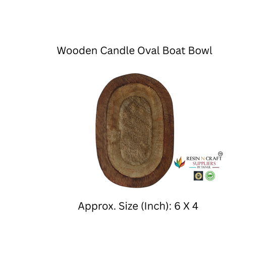 Wooden Candle Oval Boat Bowl (6 x 4 Inch Approx.)